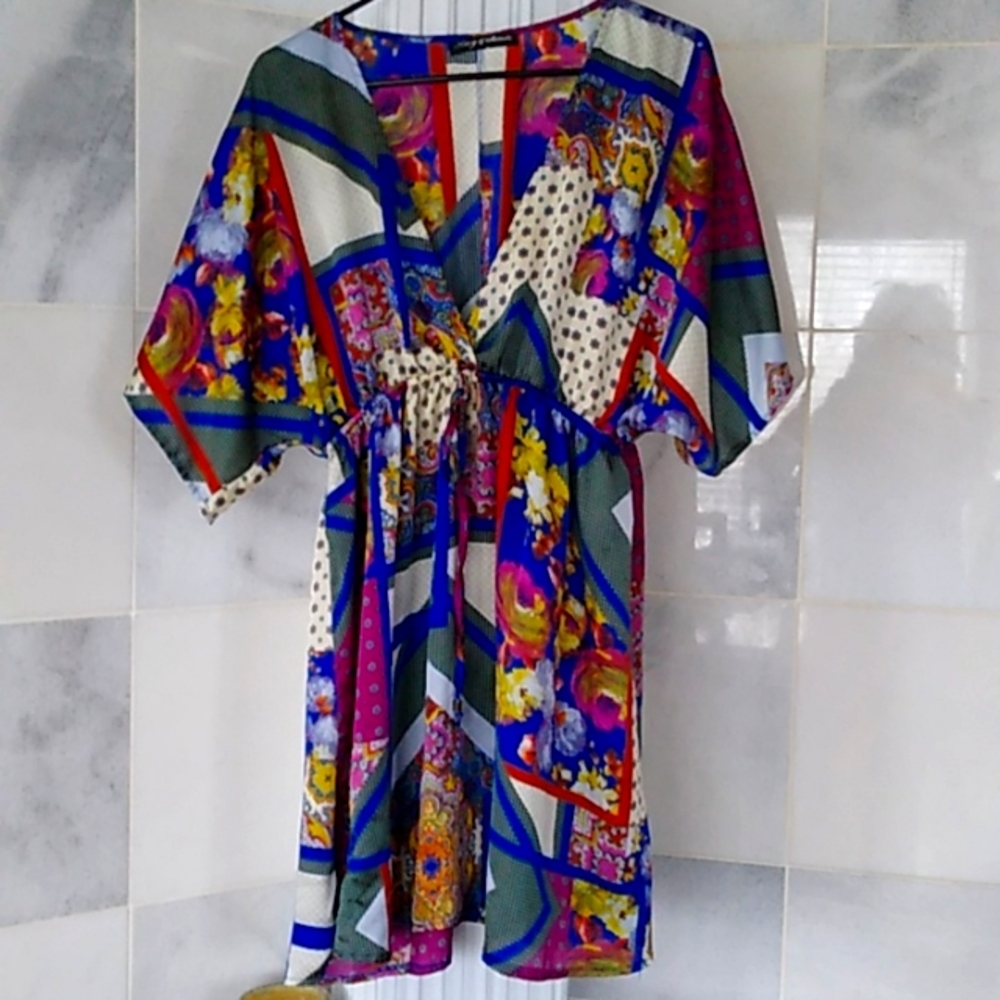 Paisley Dress Large Blue Purple King & Saints